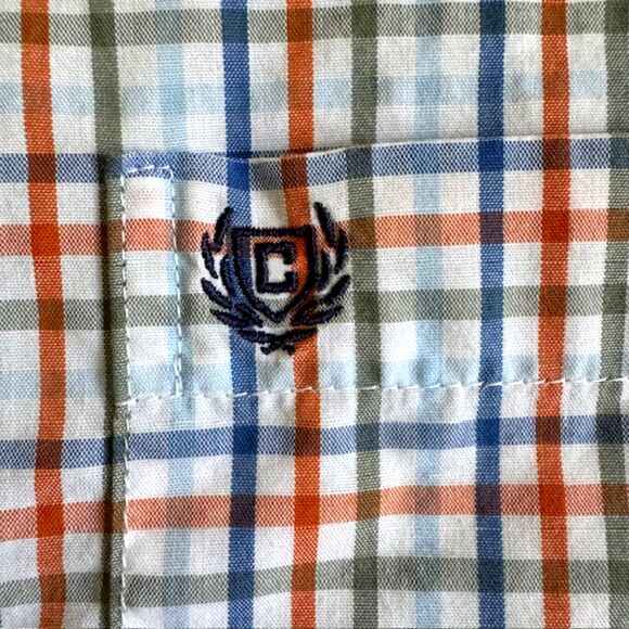 CHAPS Lot of 2 Men's SZ L SS Button Down Shirts Multi Color Checker Plaid Light - Picture 6 of 16